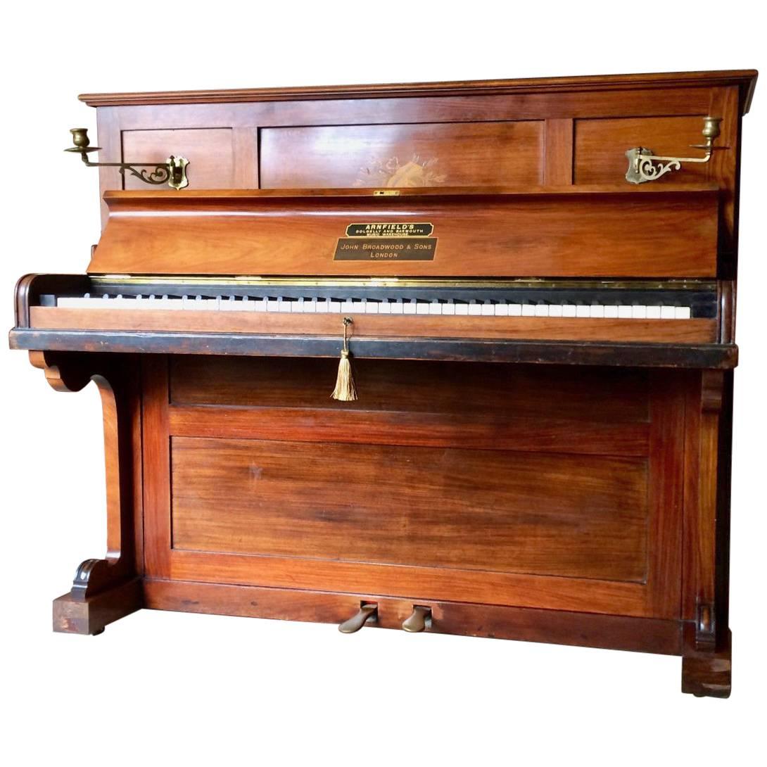 Upright Piano by John Broadwood & Sons Rosewood Inlaid Antique Victorian Superb