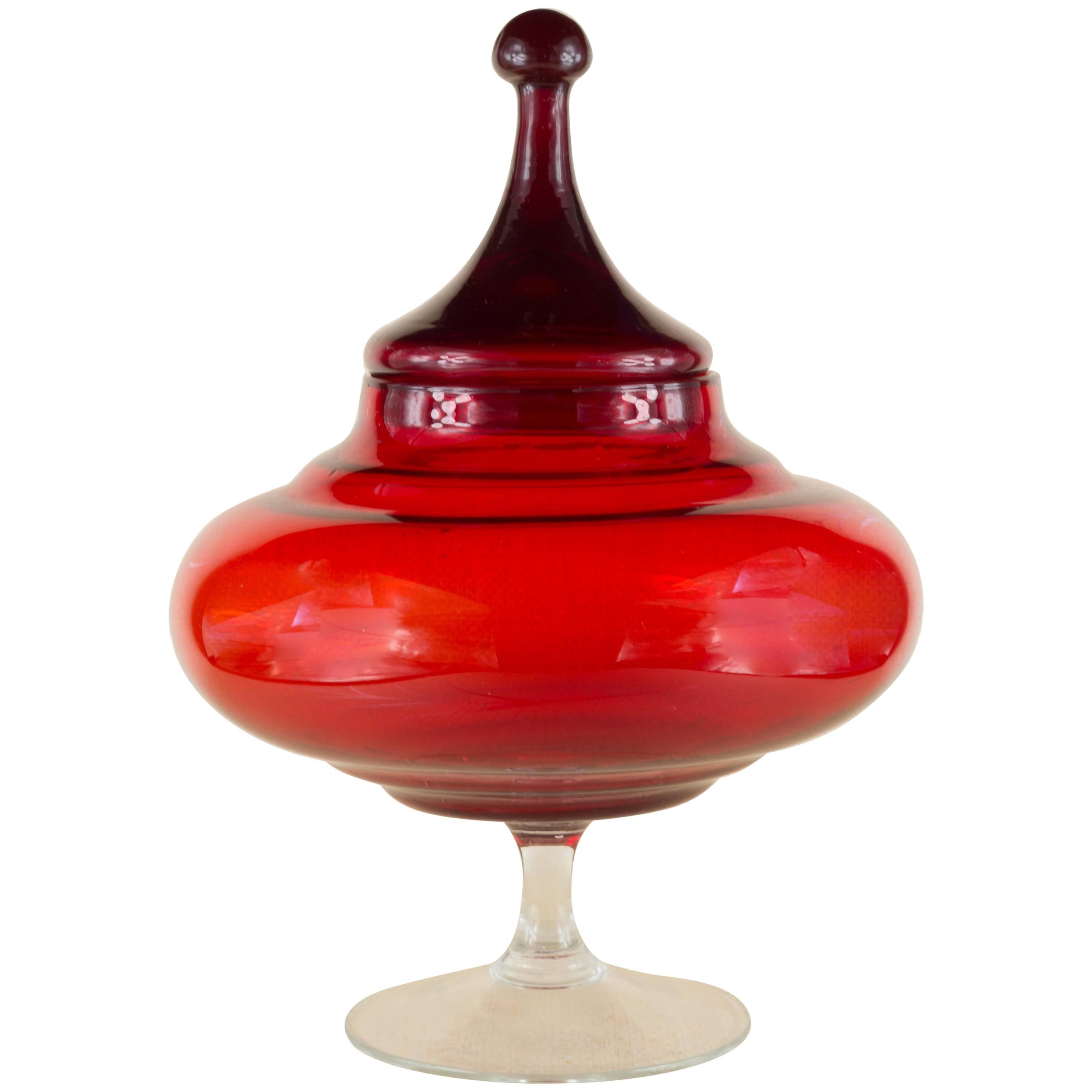 Empoli Style Red Covered Dish