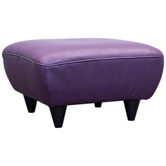 Designer Footstool Faux Leather Lilac One-Seat Pouff Footrest Couch Modern