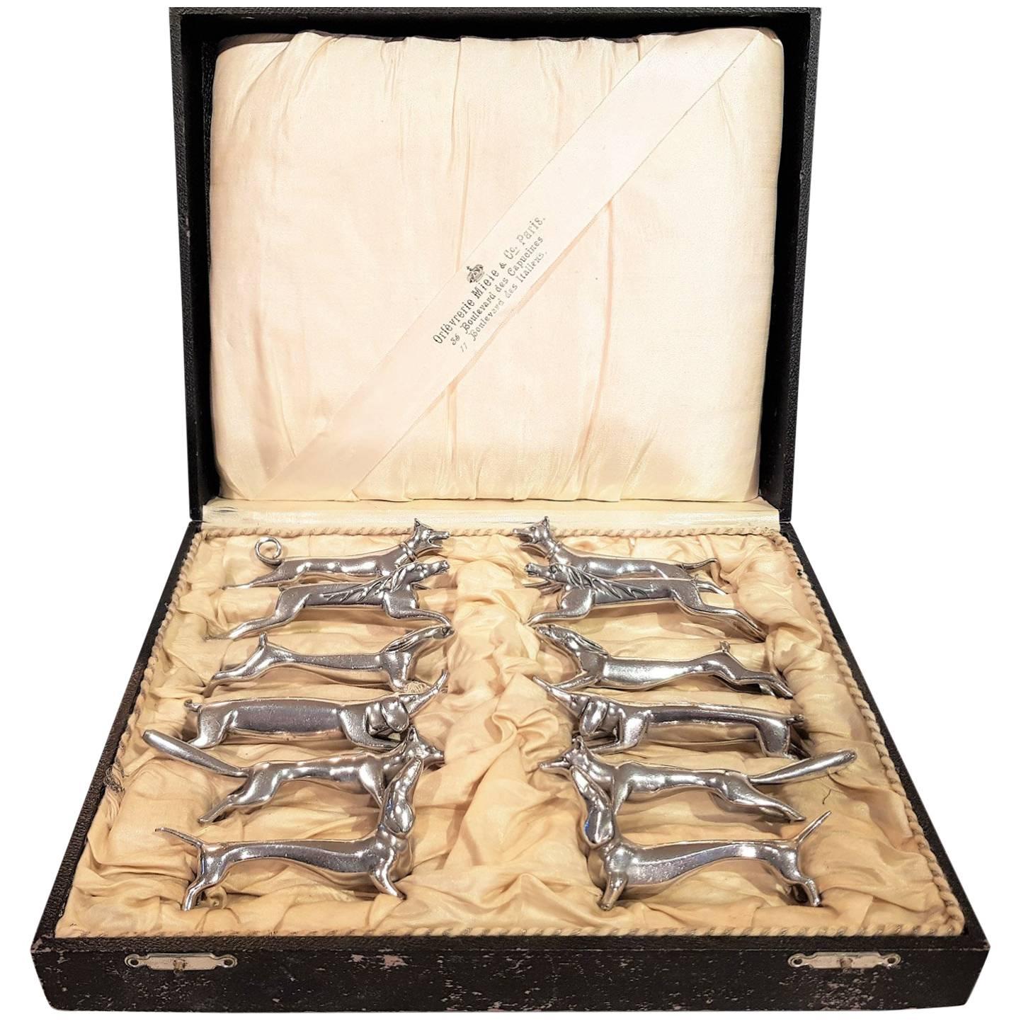 Set of 12 Hunting Animal Knife Rests by WMF ‘Württembergische Metallwarenfabrik’ For Sale