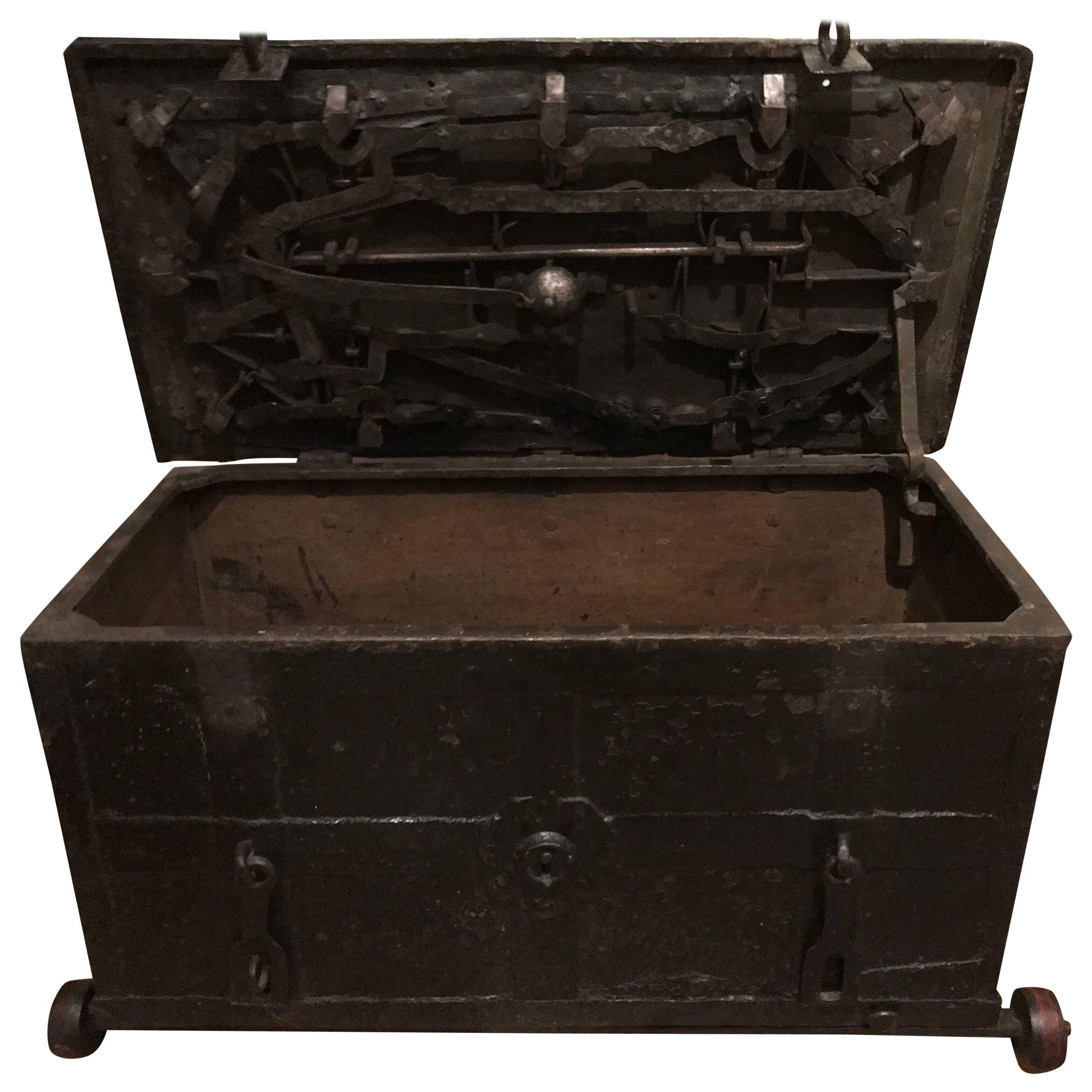 Exclusive 16th Century Strong Box Spanish with Original Wheels and Key  11 slots