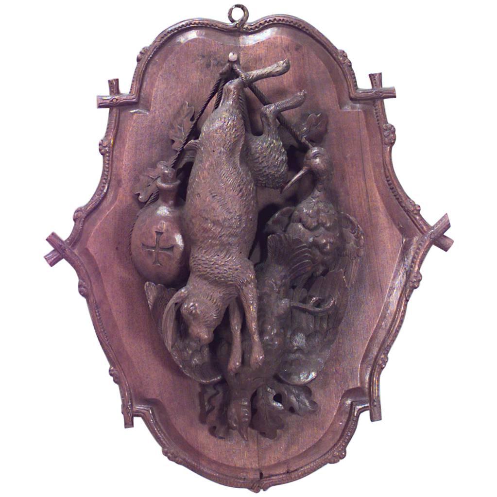 Placa de pared rústica Black Forest con animales de caza en cueva