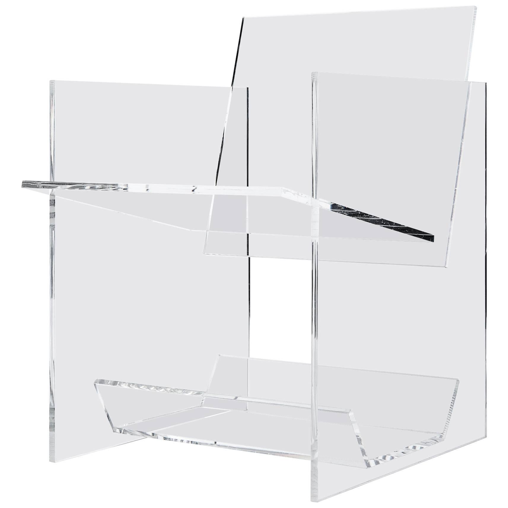 Contemporary Transparent Acrylic Armchair with Multi-Purpose Sub-Seat Terrarium  For Sale