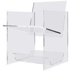 Contemporary Transparent Acrylic Armchair with Multi-Purpose Sub-Seat Terrarium 