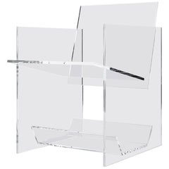 Contemporary Transparent Acrylic Armchair with Multi-Purpose Sub-Seat Terrarium