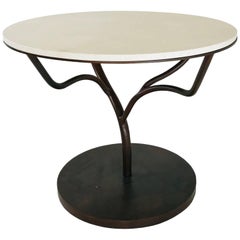 Limestone Top Vine Occasional Table with Oxidized Finish