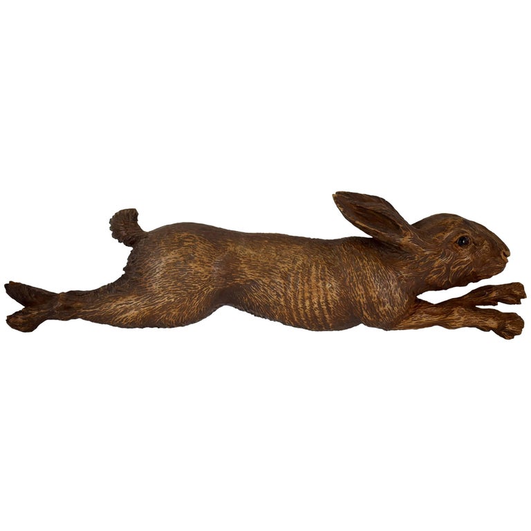 19th Century Rustic Black Forest Hand-Carved Walnut Wood Rabbit Wall ...