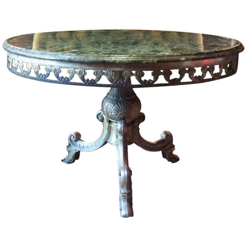 Stunning Antique Style Coffee Table Occasional French Marble Brass Circular