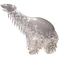 Vintage Blown Glass Creation of Polar Bear, Truly Unique Lamp Worked by Vera Liskova