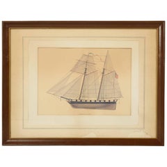 Print of a Sailing Ship from the Glenview Naval Air Station