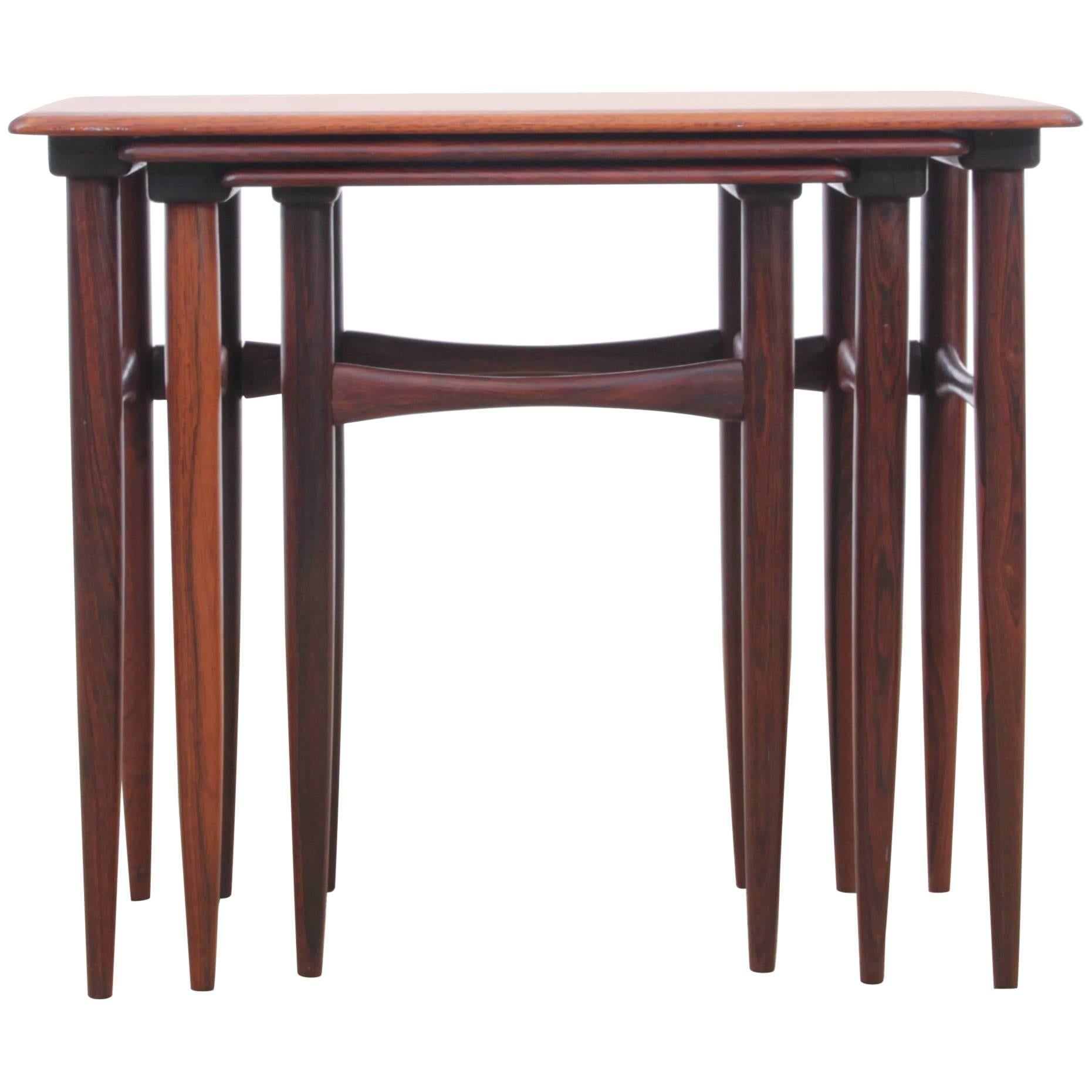 Mid-Century Modern Scandinavian Nesting Tables in Rosewood by Poul Hundevad