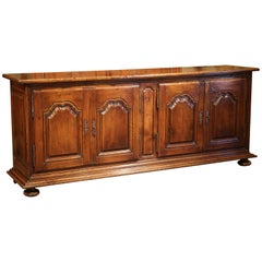 19th Century French Louis XIV Carved Walnut Four-Door Enfilade from the Pyrenees