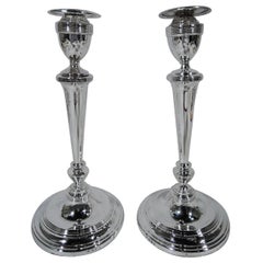 Pair of Antique English Edwardian Sterling Silver Candlesticks