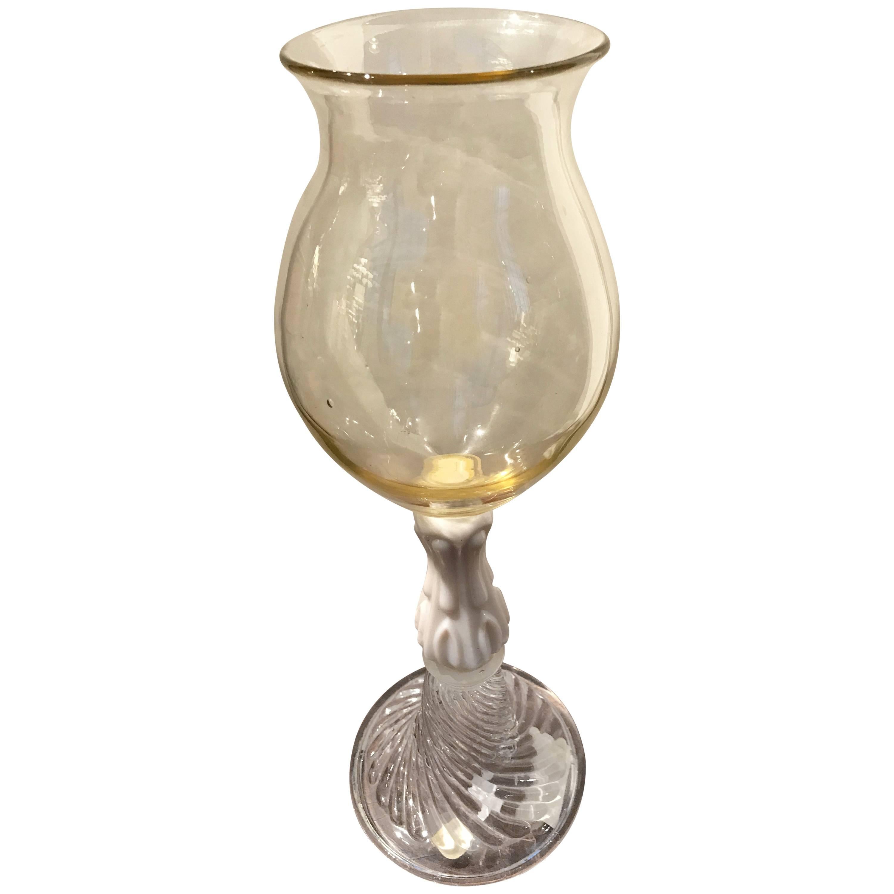 19th Century Glass Oil Lantern with Opaline Stem For Sale