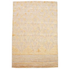 Modern Bamboo Silk & Wool Rug with Sculpted Design