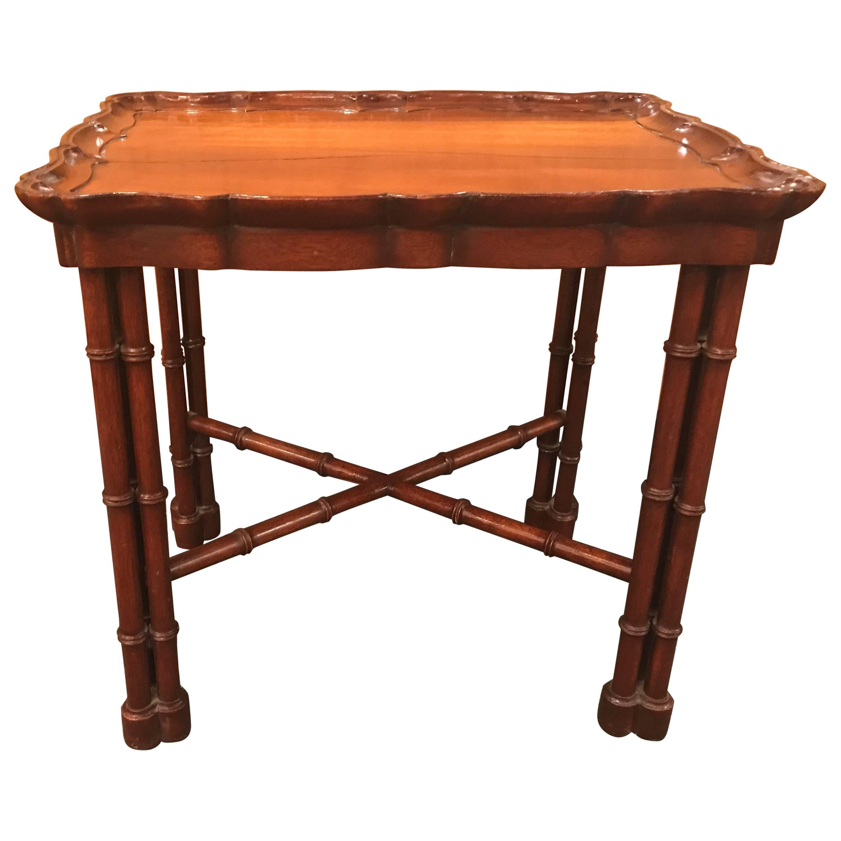 Hand-Carved Mahogany Drinks Table