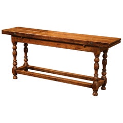 Early 20th Century French Louis XIII Oak Console Table with Two Folding Leaves