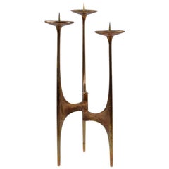 Monumental Large Floor Candleholder Bronze Harjes Austria Norway Midcentury