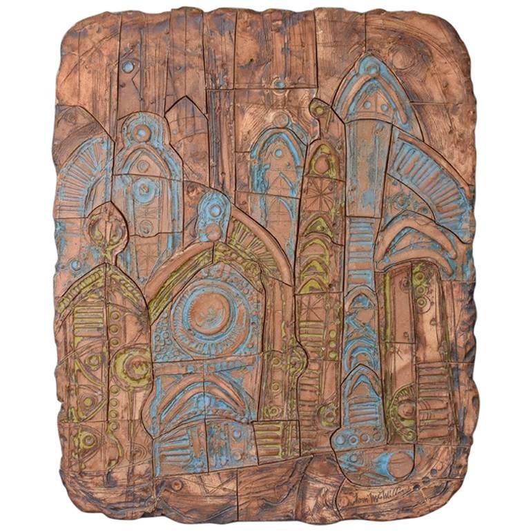 Large Abstract Ceramic Panel by Tom McMillin For Sale