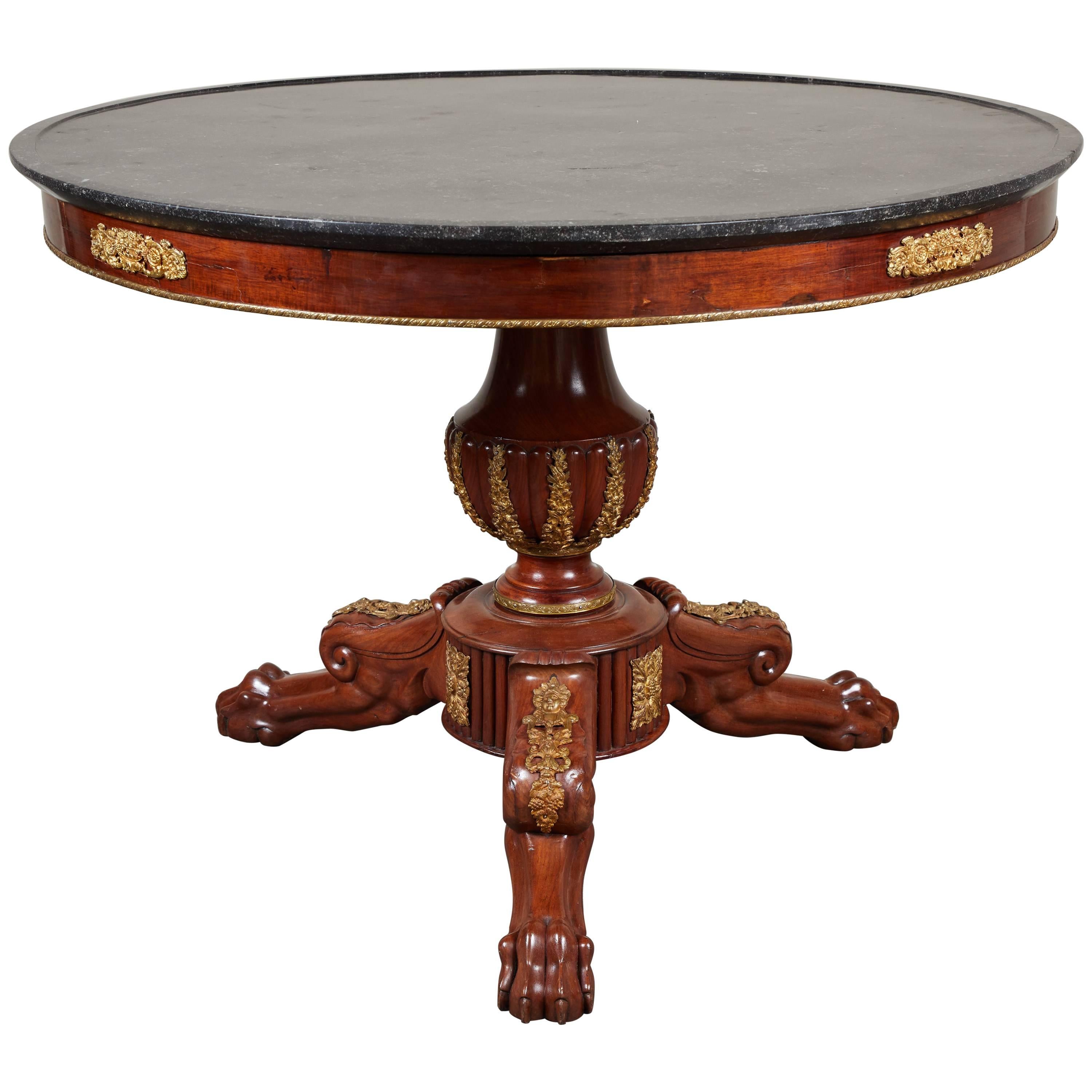 Early 19th Century French Empire Mahogany Pedestal Table with Ormolu