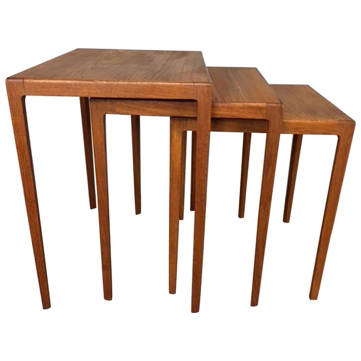 Eske Kristensen Set of Three Teak Nesting Side Tables For Sale
