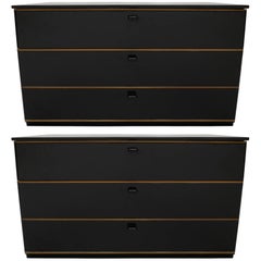 Pair of Black Lacquer Nightstands or Side Tables