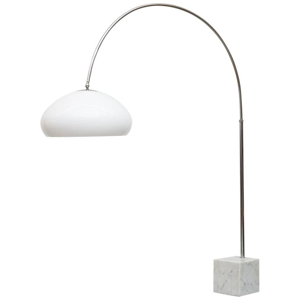 Large 1970s Arc Lamp with Cubic Marble Base