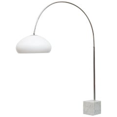 Large 1970s Arc Lamp with Cubic Marble Base