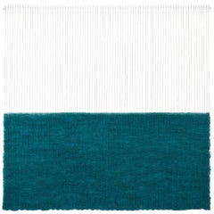 Contemporary Weaving Textile Fiber Art, Heavy Teal Rectangle by Mimi Jung