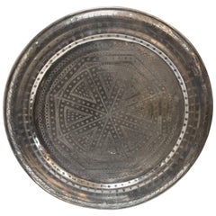 Vintage Handcrafted Moroccan Metal Round Tray