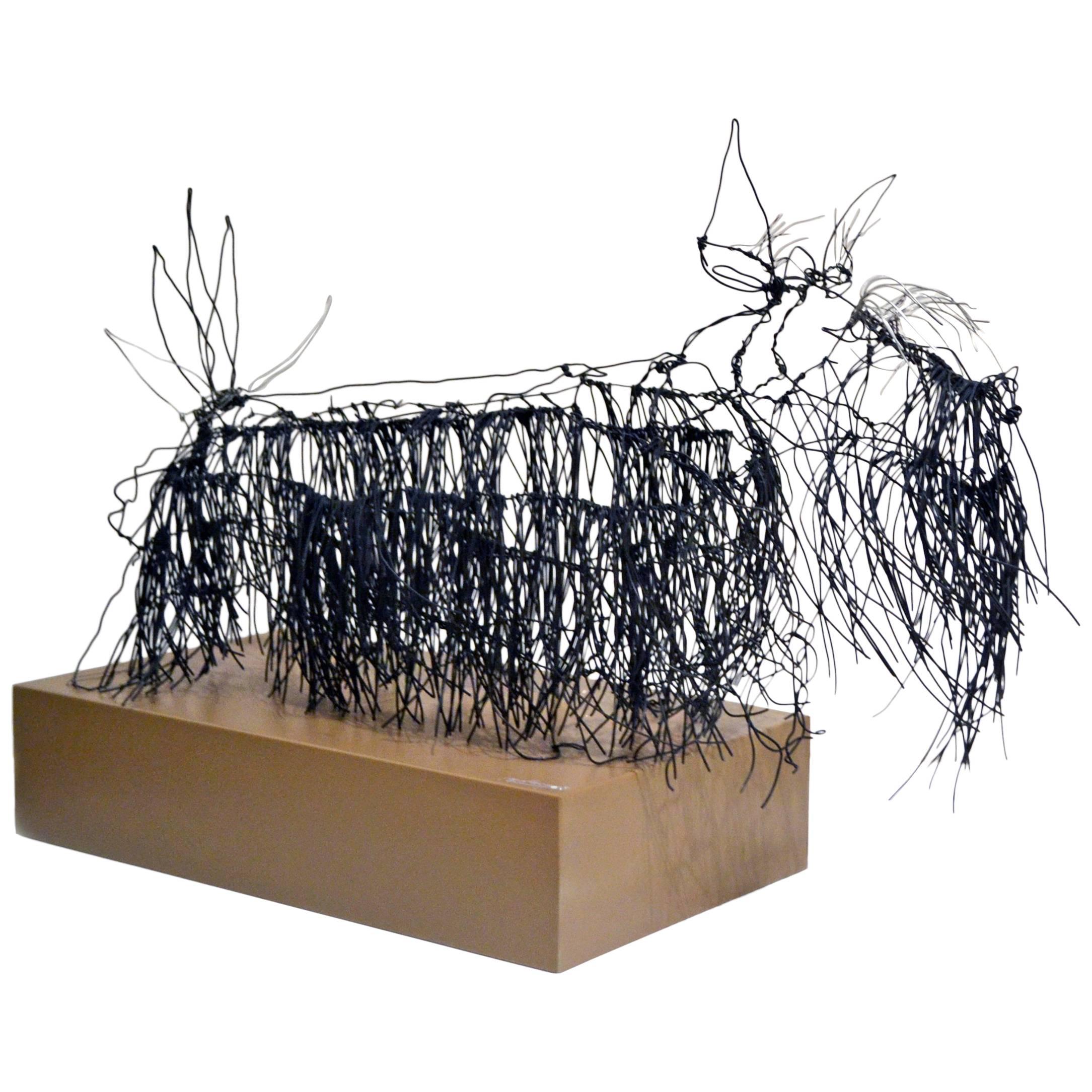 Wire Schnauzer Dog Sculpture by Artist Michael L. Jacques For Sale