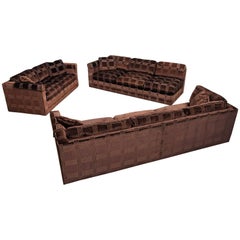 Dreiteiliges Velours-Sofa-Set im Milo-Baughman-Stil von Bernhardt Flair Division