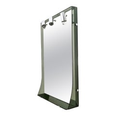 Postmodern Illuminated Smoked Glass and Chrome-Plated Wall Mirror by Veca, Italy