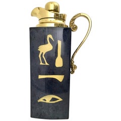 Painted Parchment Thermos by Aldo Tura with Hieroglyphics, Italy, 1960s