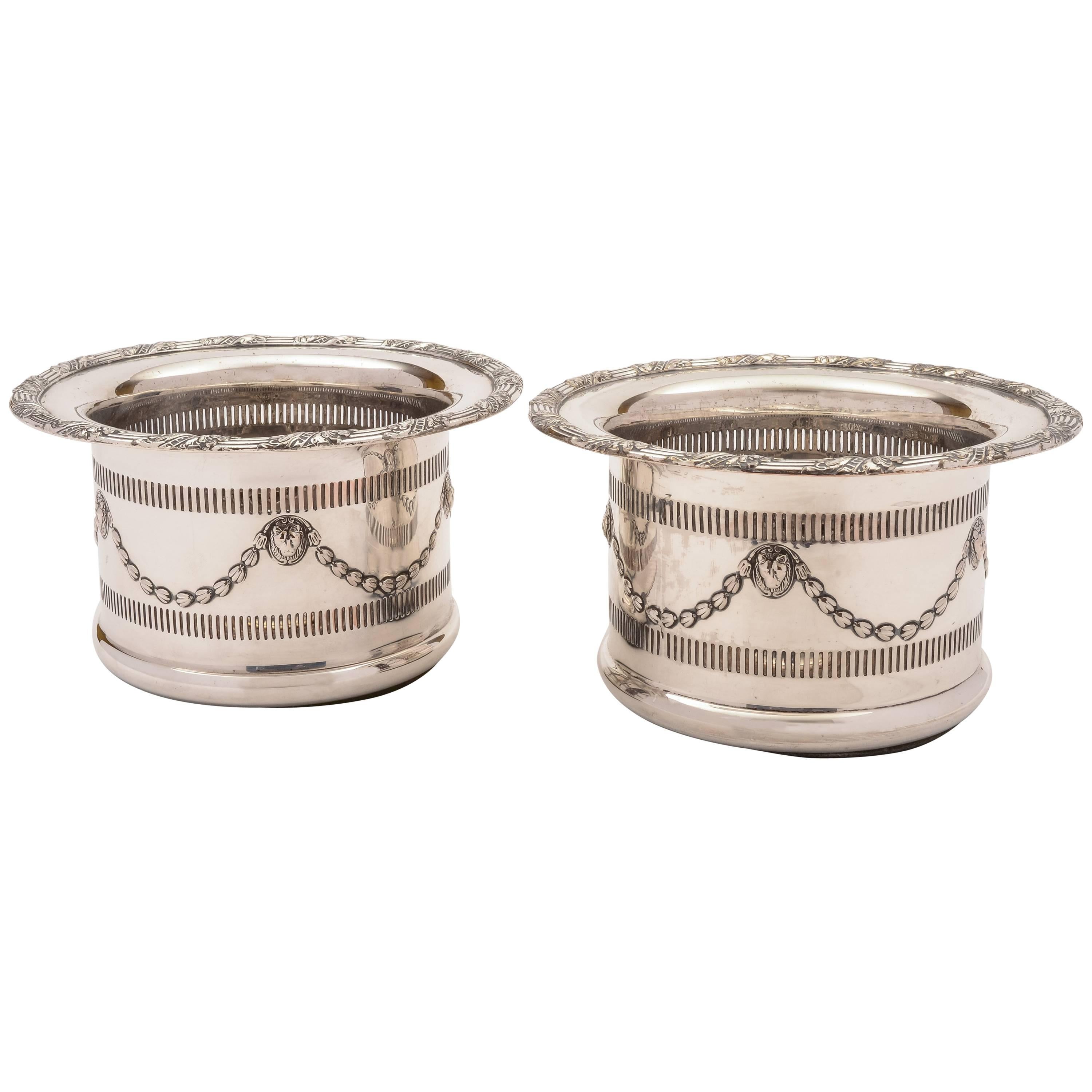 Pair of Edwardian Silver Plated Champagne Coasters, circa 1905 For Sale
