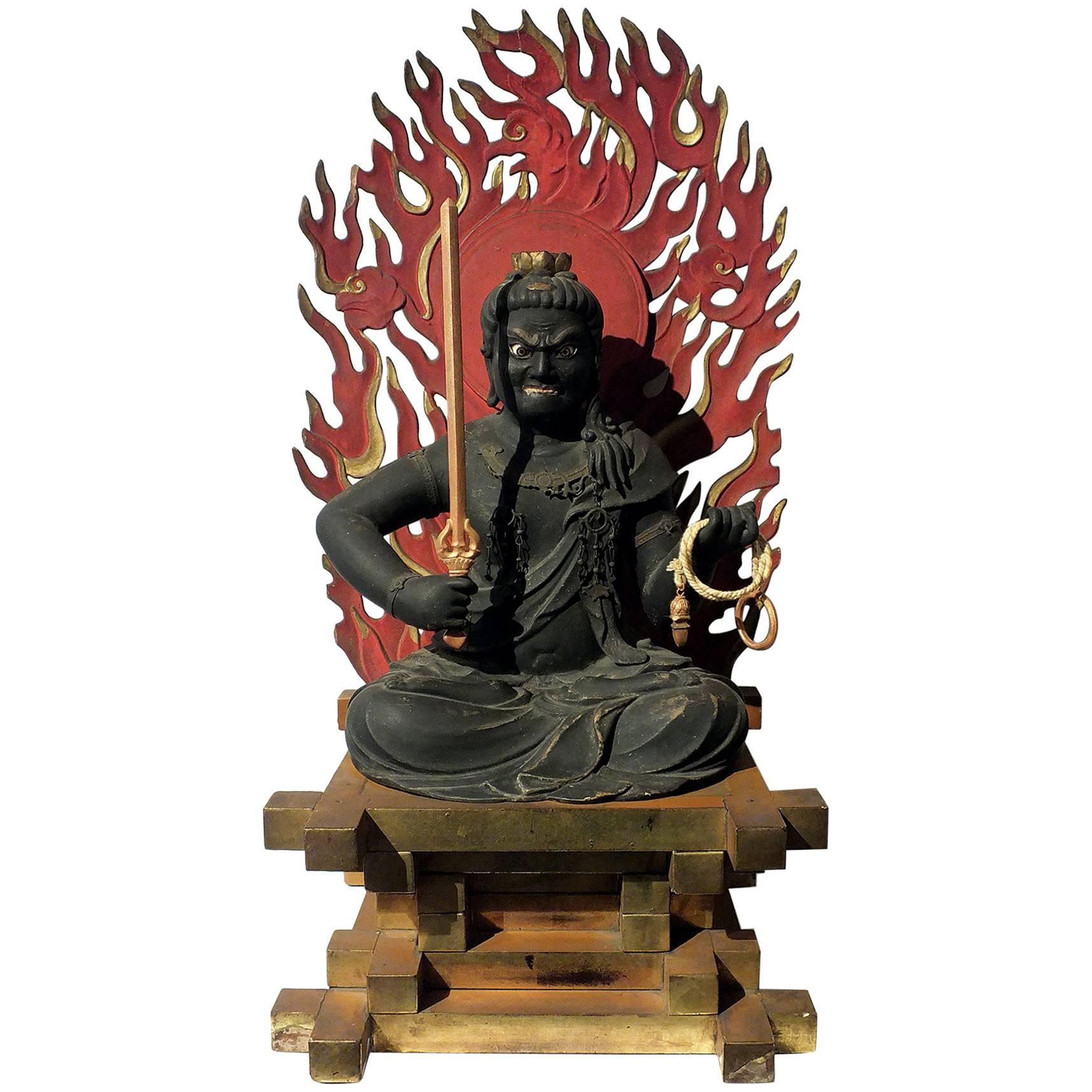 Highly Important Wood Sculpture Fudo Myo-o 'Acala'