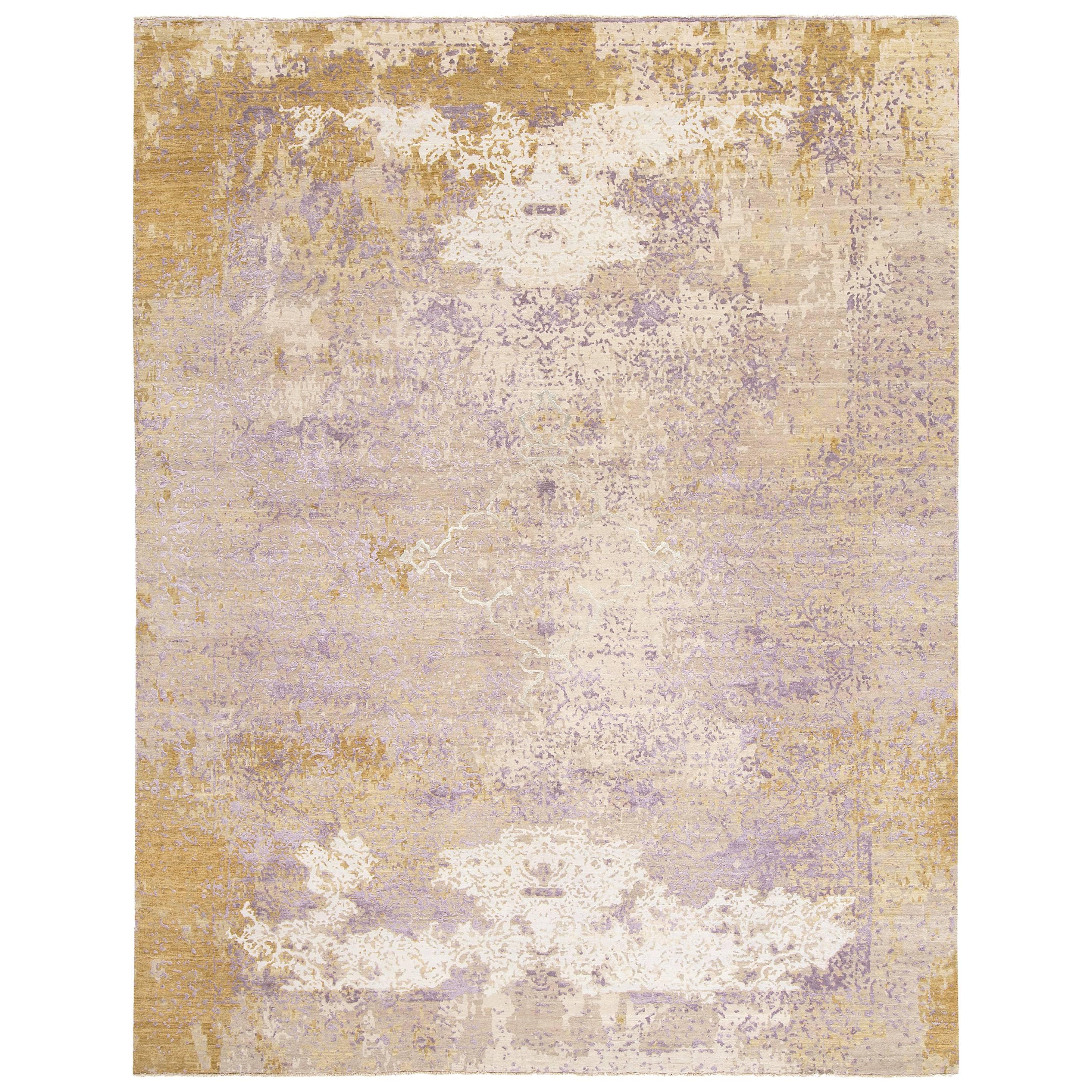Modern Hand-Knotted Autumn Collection Rug in Silk and Wool by Thibault Van Renne For Sale