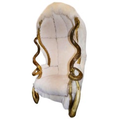 Pure Lamb Prince High Armchair with Real Horns