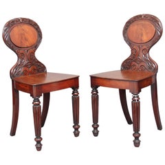 Pair of 19th Century Mahogany Hall Chairs