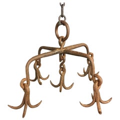 Antique Wrought Iron Meathook Hanger