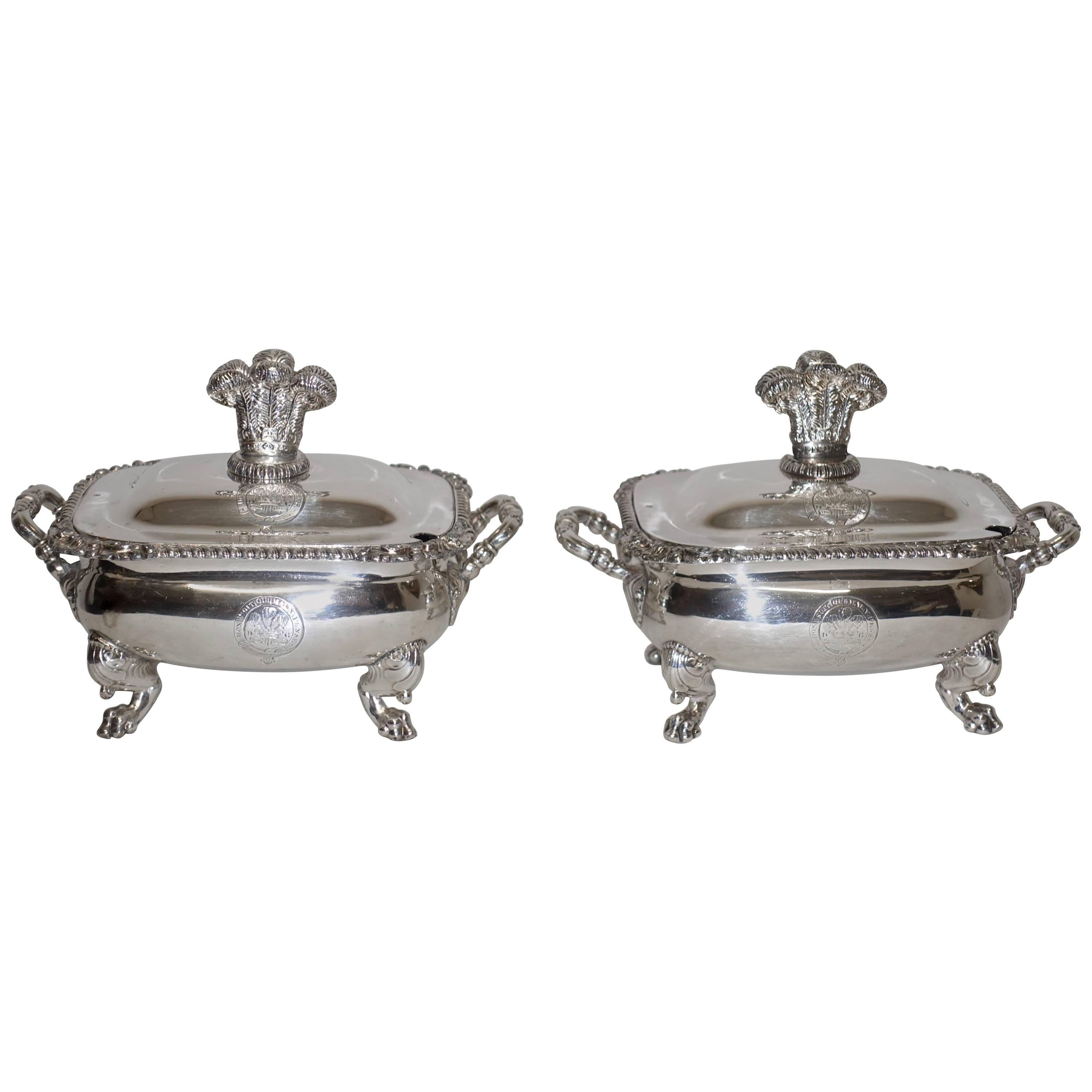 Pair of Sheffield Silver Plate Sauce Tureens English, 19th Century