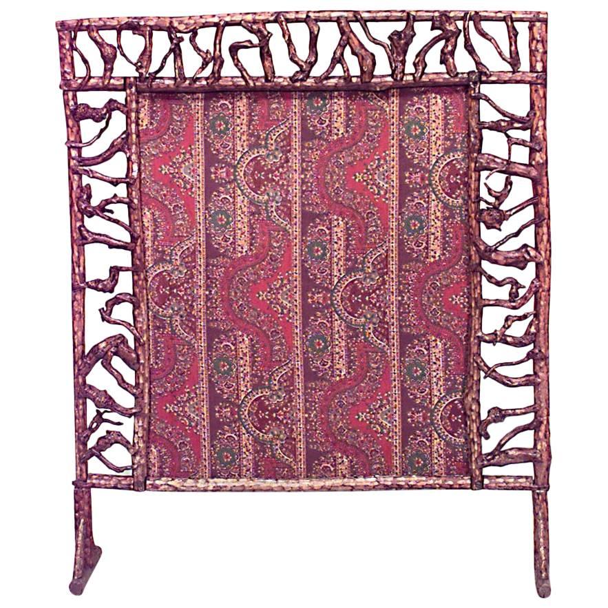 Ben Davis Rustic Andirondack Style Twig Fire Screen For Sale