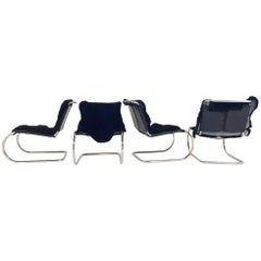 Mies Van Der Rohe for Knoll MR Chairs with Brazilian Sheepskins, Set of Four