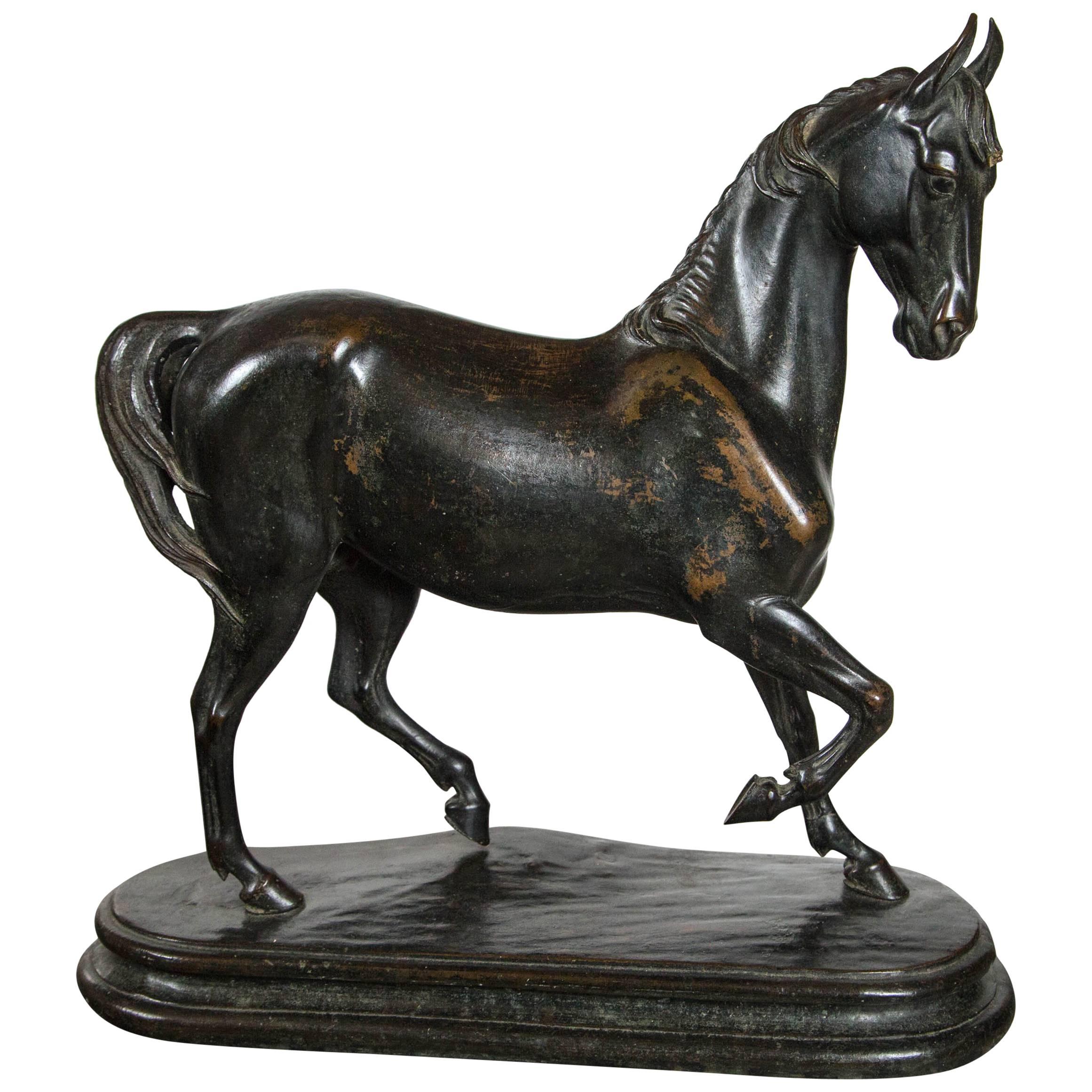 Patinated Bronze Horse For Sale