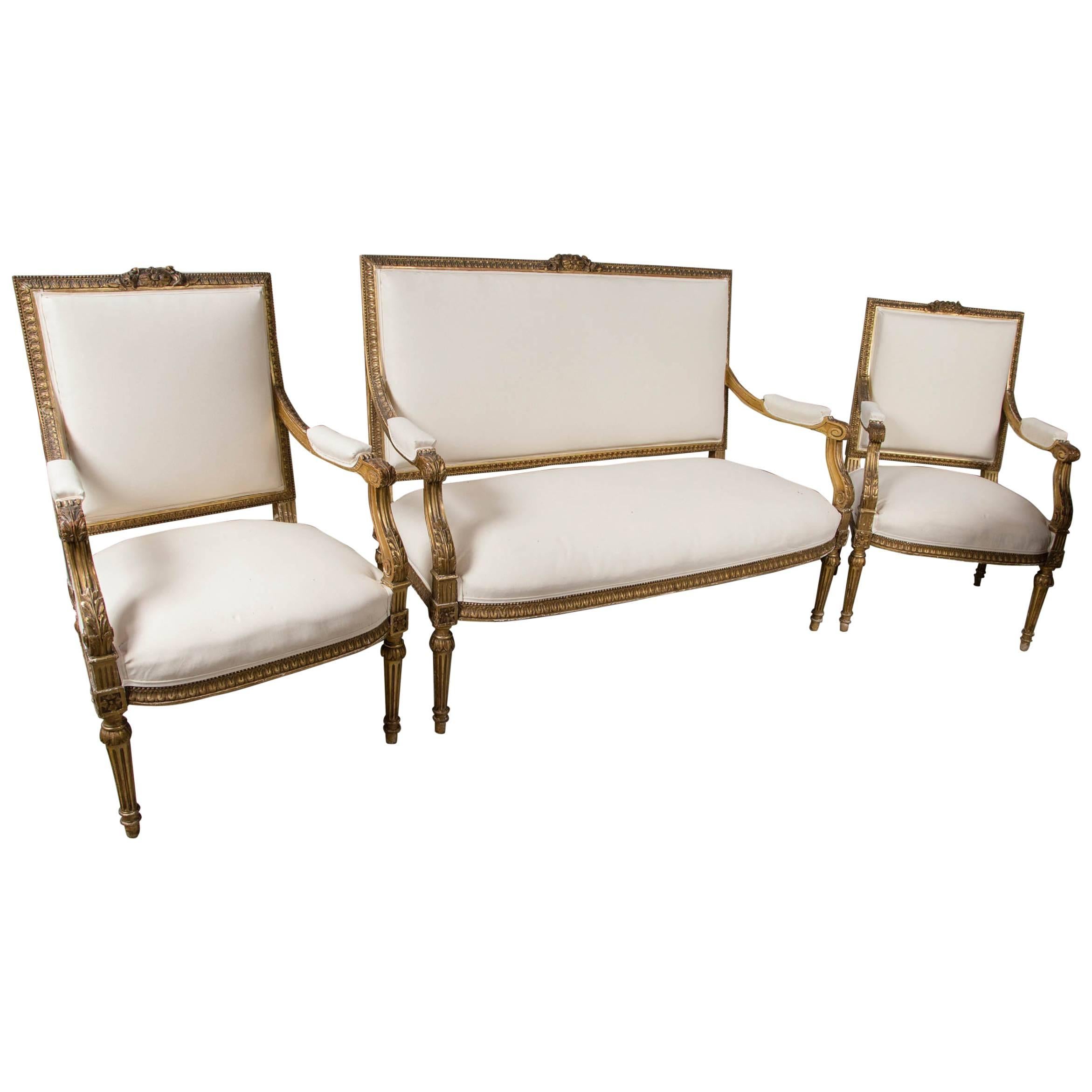 Two Pairs of Louis XVI Style Armchairs