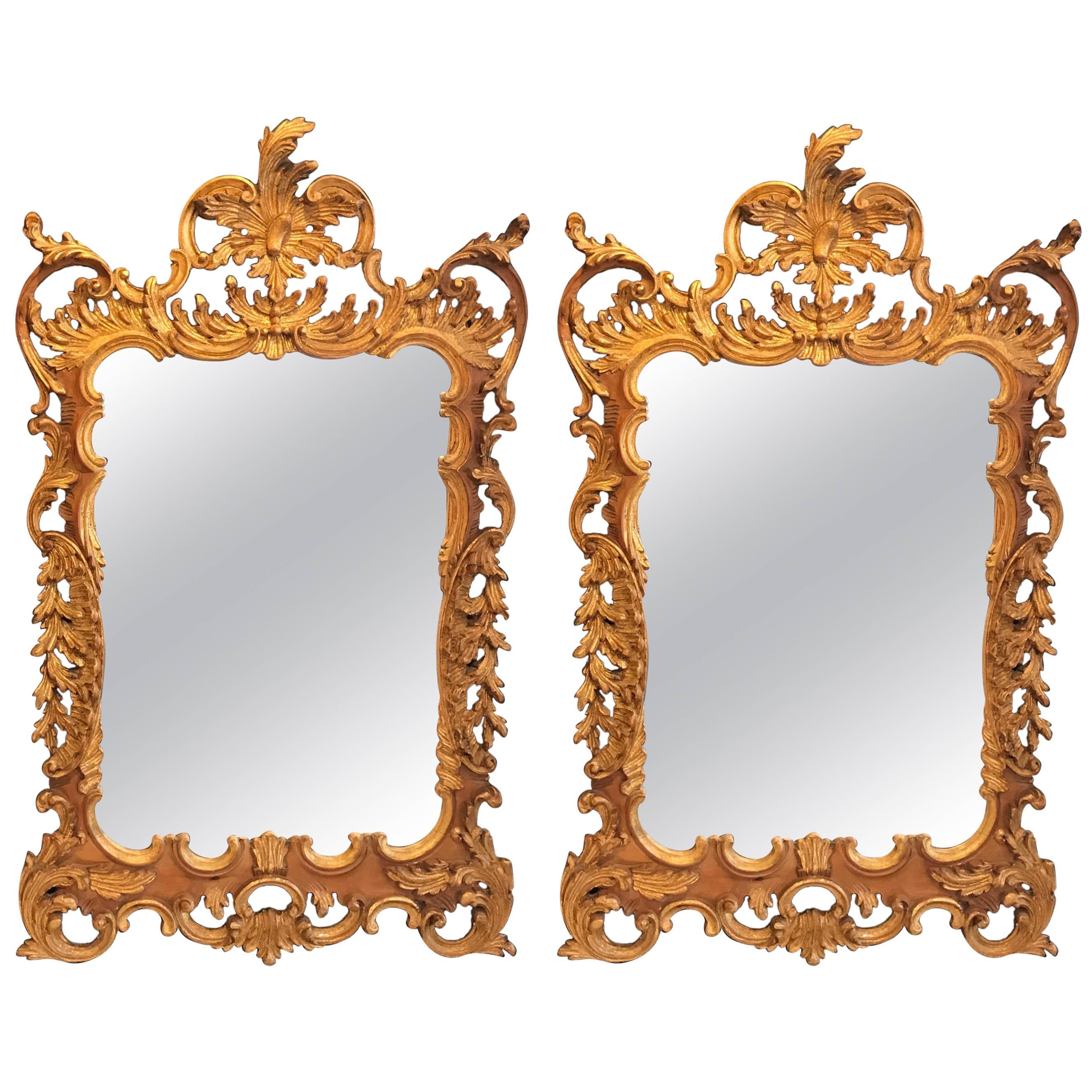 Pair of Italian Labarge Rococo Gilt Mirrors