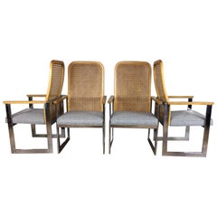 Milo Baughman Cane Back and Chrome Dining Chairs