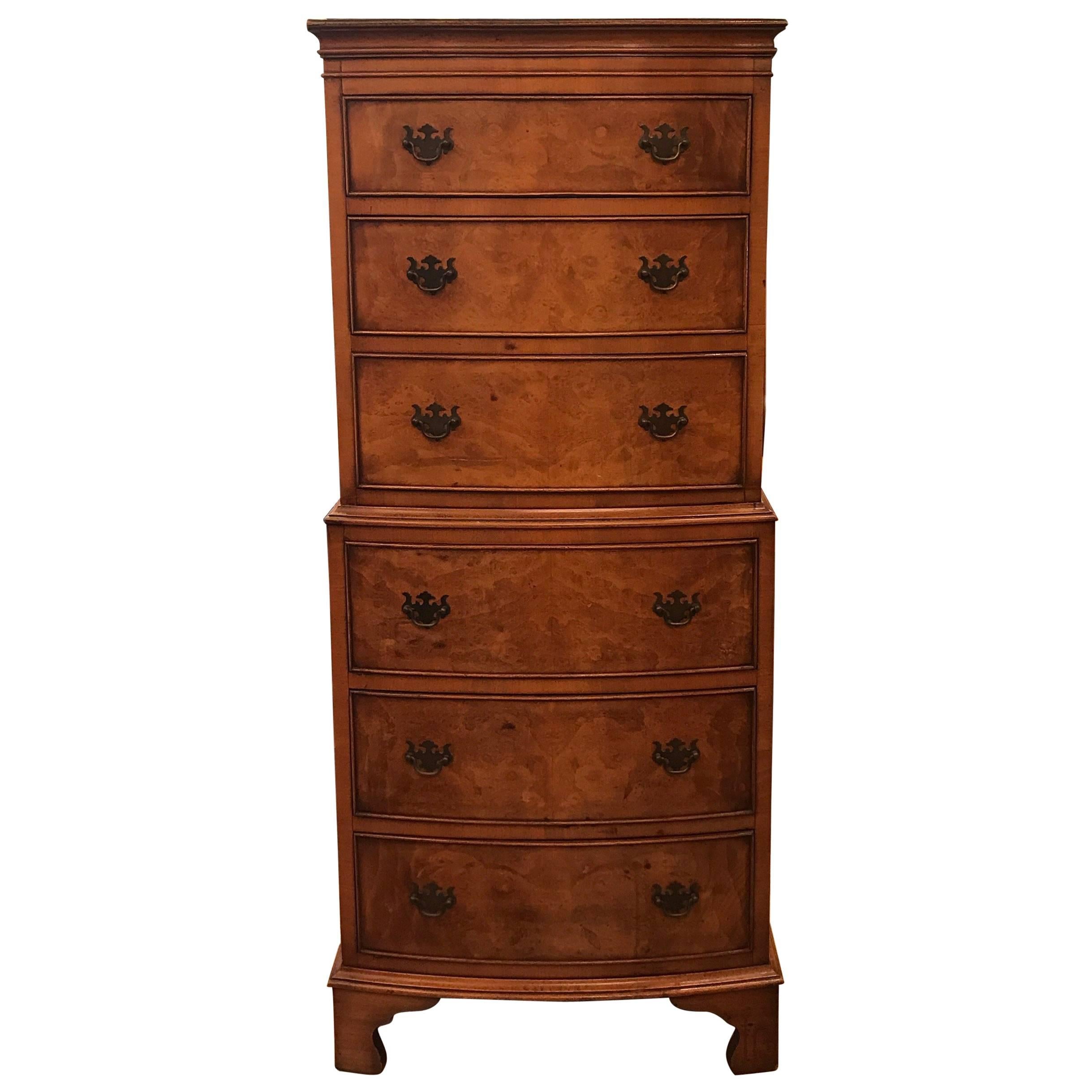 English Burlwood Lingerie Chest on Chest