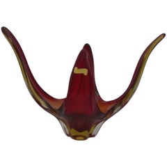 Midcentury Centrepiece in Red Murano Glass Dino Martens