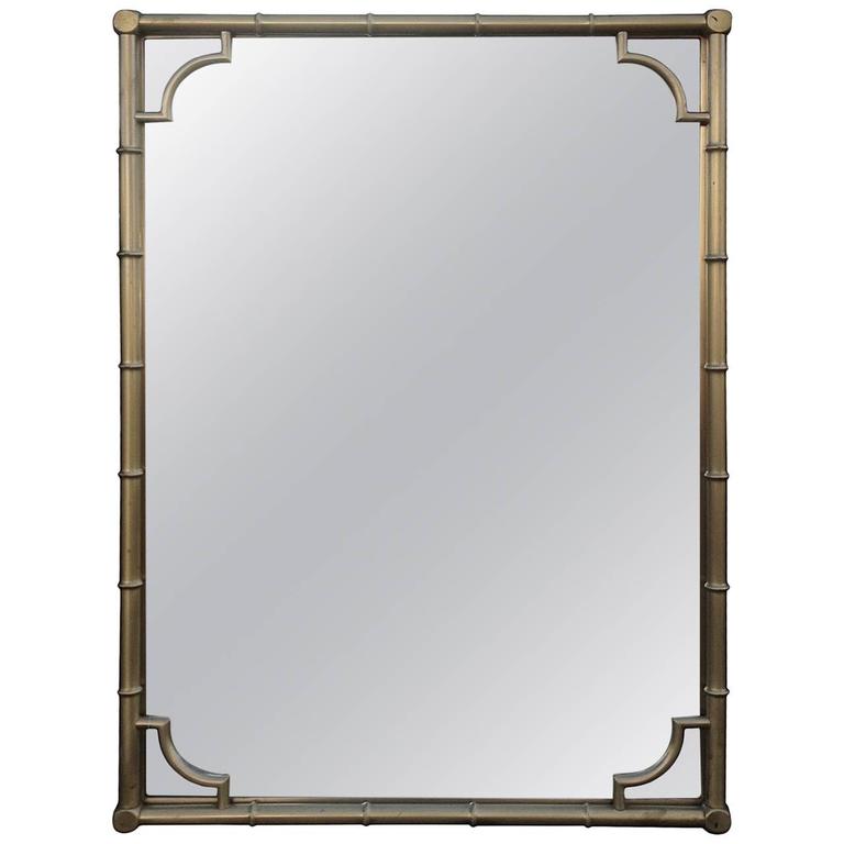 Solid Brass Faux Bamboo Wall Mirror For Sale at 1stdibs
